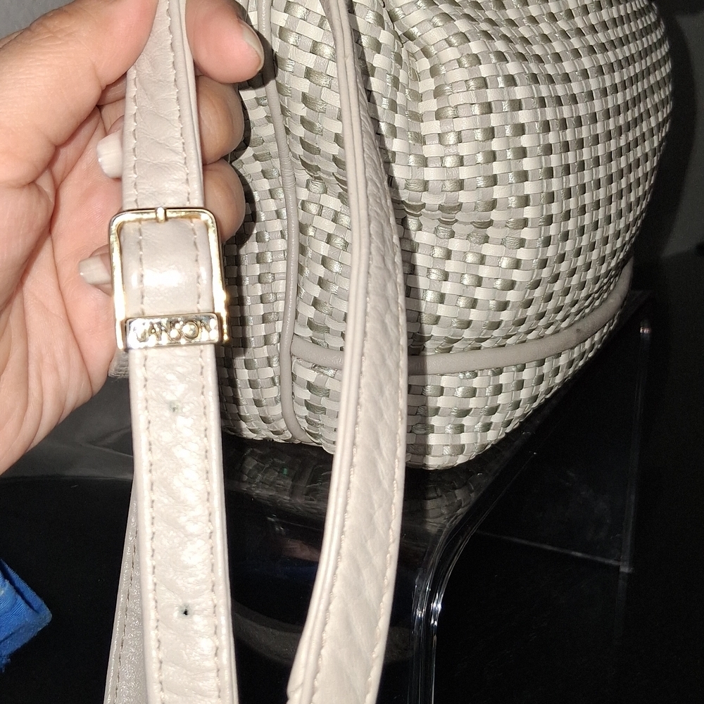 GANSON Chic Cream and Gray  Woven Women's Backpack - Picture 11 of 16
